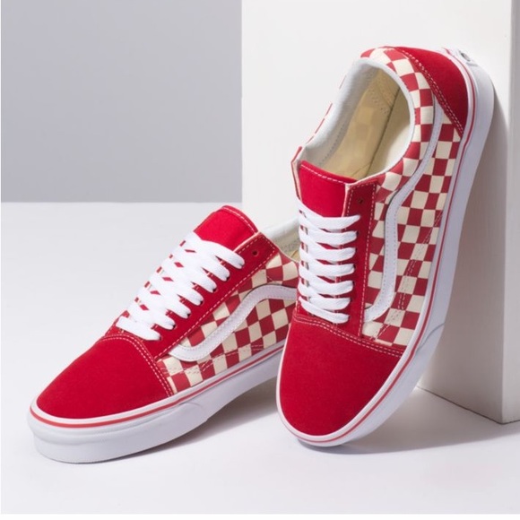 Vans Shoes - Vans red primary check Old Skool skate shoe